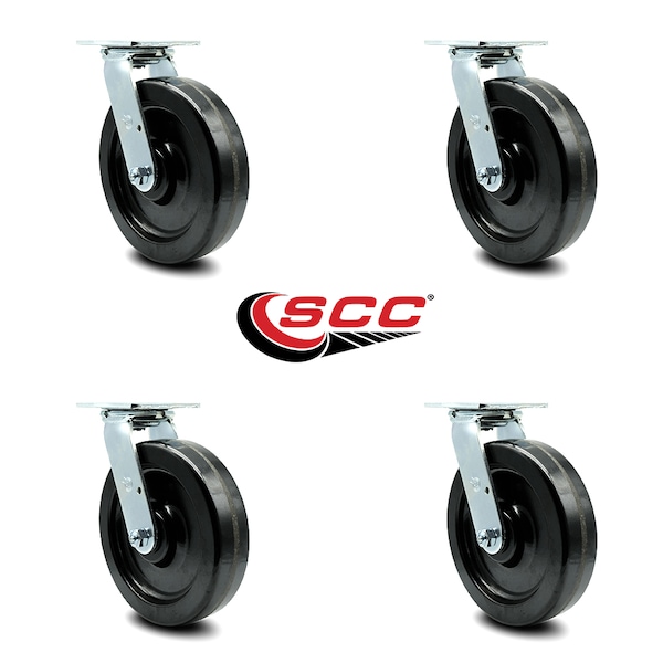 8 Inch Phenolic Wheel Swivel Caster Set With Roller Bearing